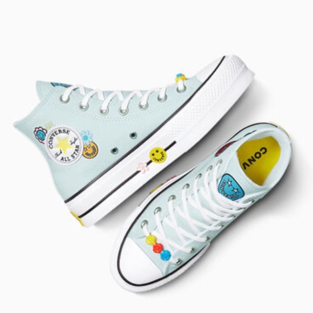 Chuck Taylor Converse All Stars Lift Platform Smiles High Top Sneakers Size 10 - Picture 2 of 12